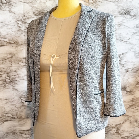Skies Are Blue Jackets & Blazers - Skies Are Blue Gray Blazer with Black Edge Detailing